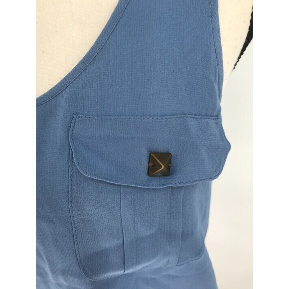 Michael Kors Women’s Size 4 Blouse Top Sleeveless Blue Side Zipper - Picture 8 of 13